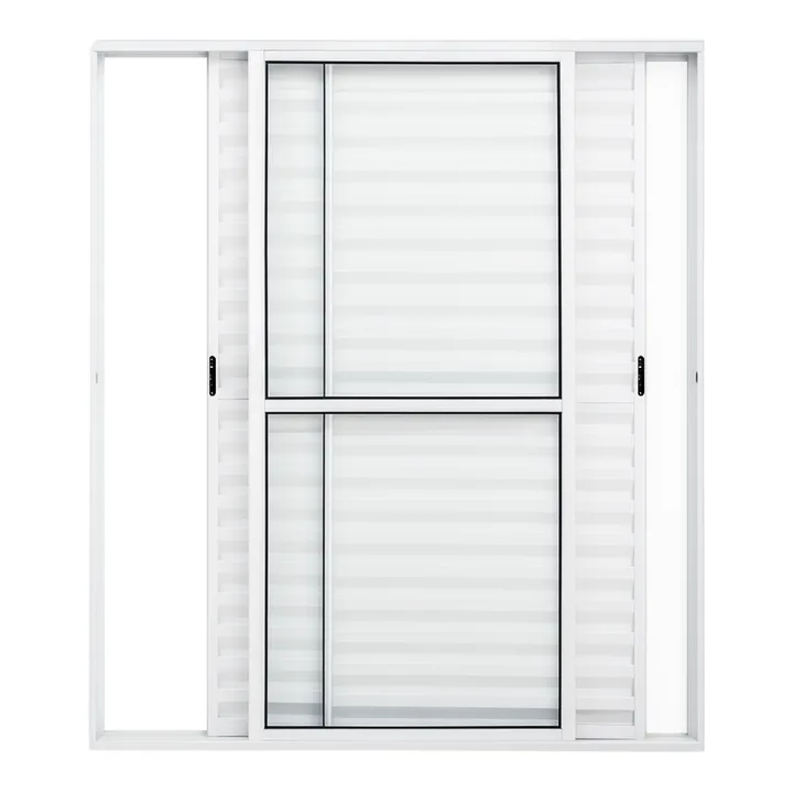 Porta Balcão De Aluminio Branco 3 Folhas Móveis Com Trinco 2,10x1,20