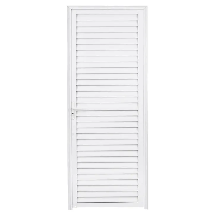 Porta Laminada de Giro Alumínio Branco 2,10x0,70m Lado Direito Linha Home 3A Alumínio