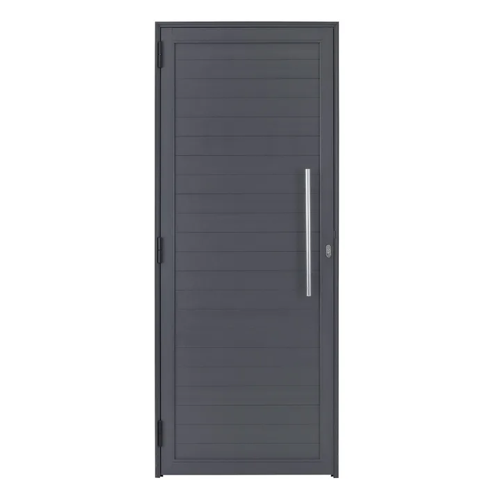 Porta Lambril de Giro 1 Folha Alumínio Pintado Cinza com Puxador 2,14x0,86m Lado Esquerdo Linha Vivace Isoxa