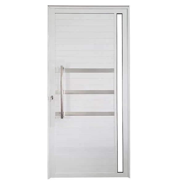 Porta Lambril De Alumínio Branco Com Puxador, Friso E Vidro Linha Veneza Lado:direita; Medidas: 210 X 80