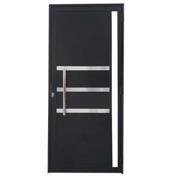 Porta Lambril De Alumínio Preto Com Puxador, Friso E Vidro Linha Veneza Lado:direita; Medidas: 210 X 90