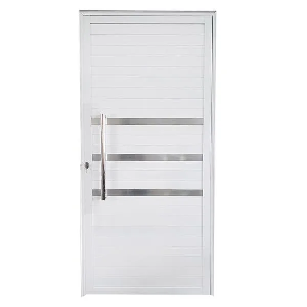 Porta Lambril De Alumínio Branco Com Puxador E Friso Linha Veneza Lado:direita; Medidas: 210 X 90