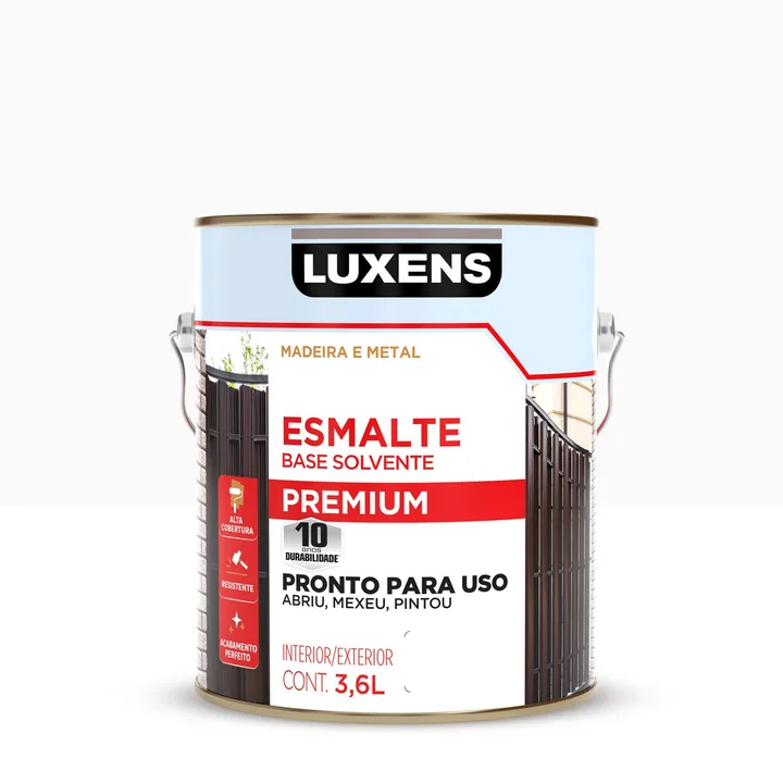 Tinta Esmalte Sintético Base Solvente Fosco Pronta para Uso Branco 3,6L Luxens