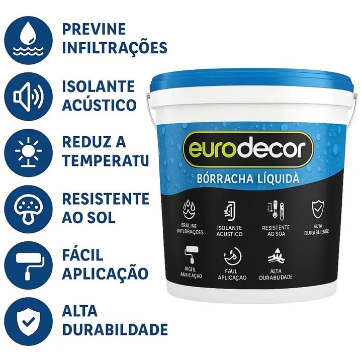 Borracha Líquida Branca 1Kg - Tinta Impermeabilizante EURODECOR-03.01.01.0020
