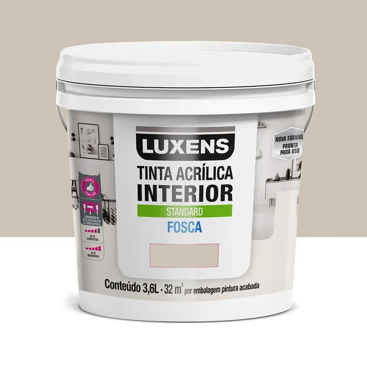 Tinta Acrílica Fosca para Parede Interna Pronto para Uso Luxens Standard Grão de Areia 3,6L