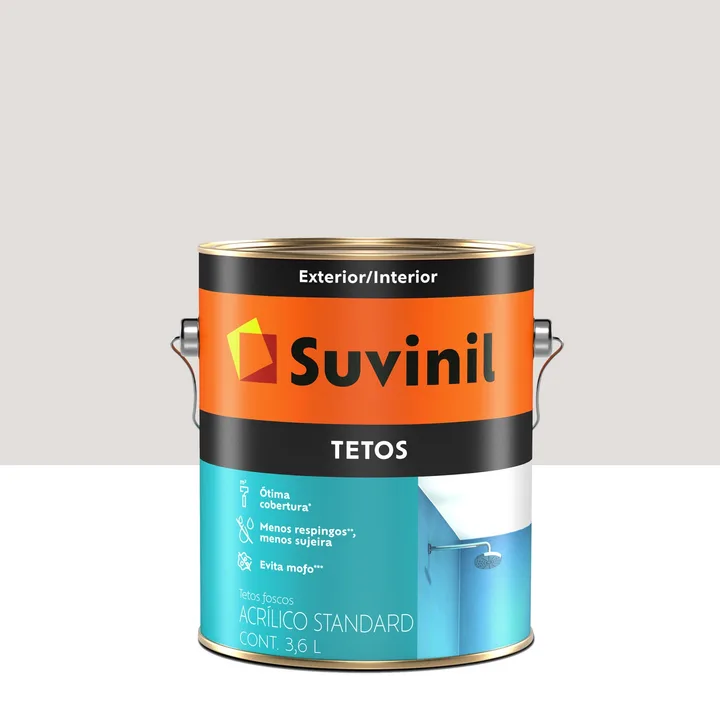 Tinta Acrílica Fosca para Parede Interna Suvinil Tetos Standard Neve 3,6L