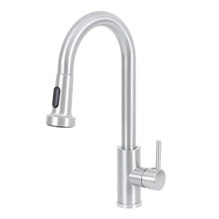 Torneira Monocomando de Pia para Cozinha com Bica Alta Extensível Cromada Econocozi Jiwi