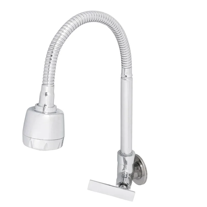 Torneira Gourmet de Parede para Cozinha com Bica Alta Flexível Cromada Gourmet Flex Delinia
