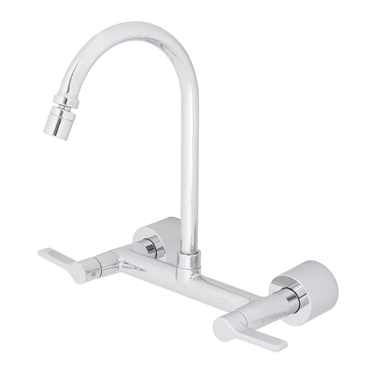 Torneira Misturador de Parede para Cozinha com Bica Alta Cromada Lix Celite