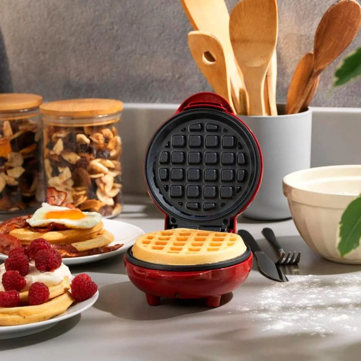 Mini Waffle Máquina Portátil Ideal Para Café Da Tarde