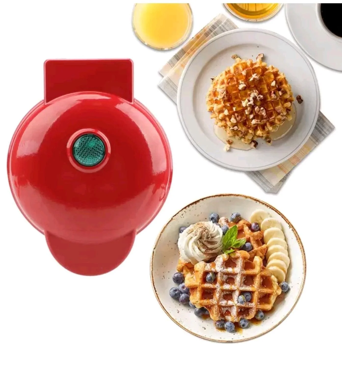 Máquina De Waffles Elétrica Portátil Antiaderente Assadeira Compacta