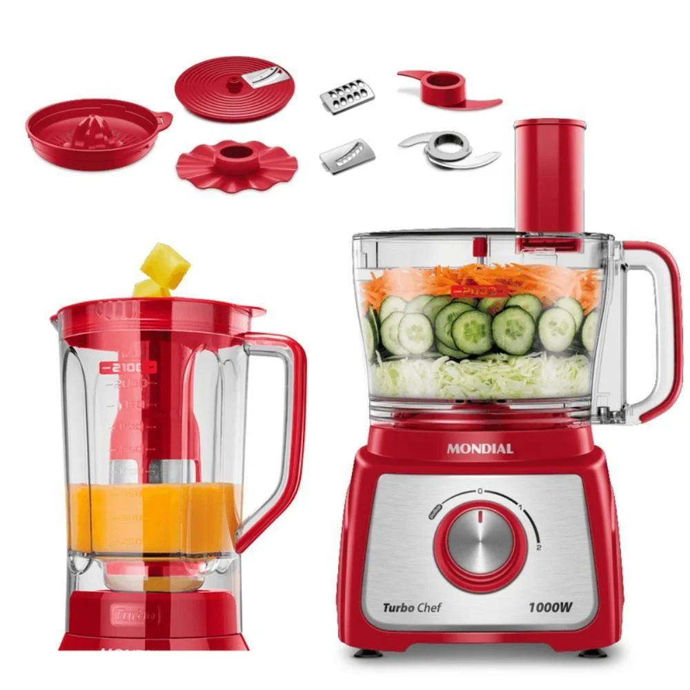 Multiprocessador Turbo Chef 9 em 1 Mondial Vermelho 1000W - MPN-01-RF