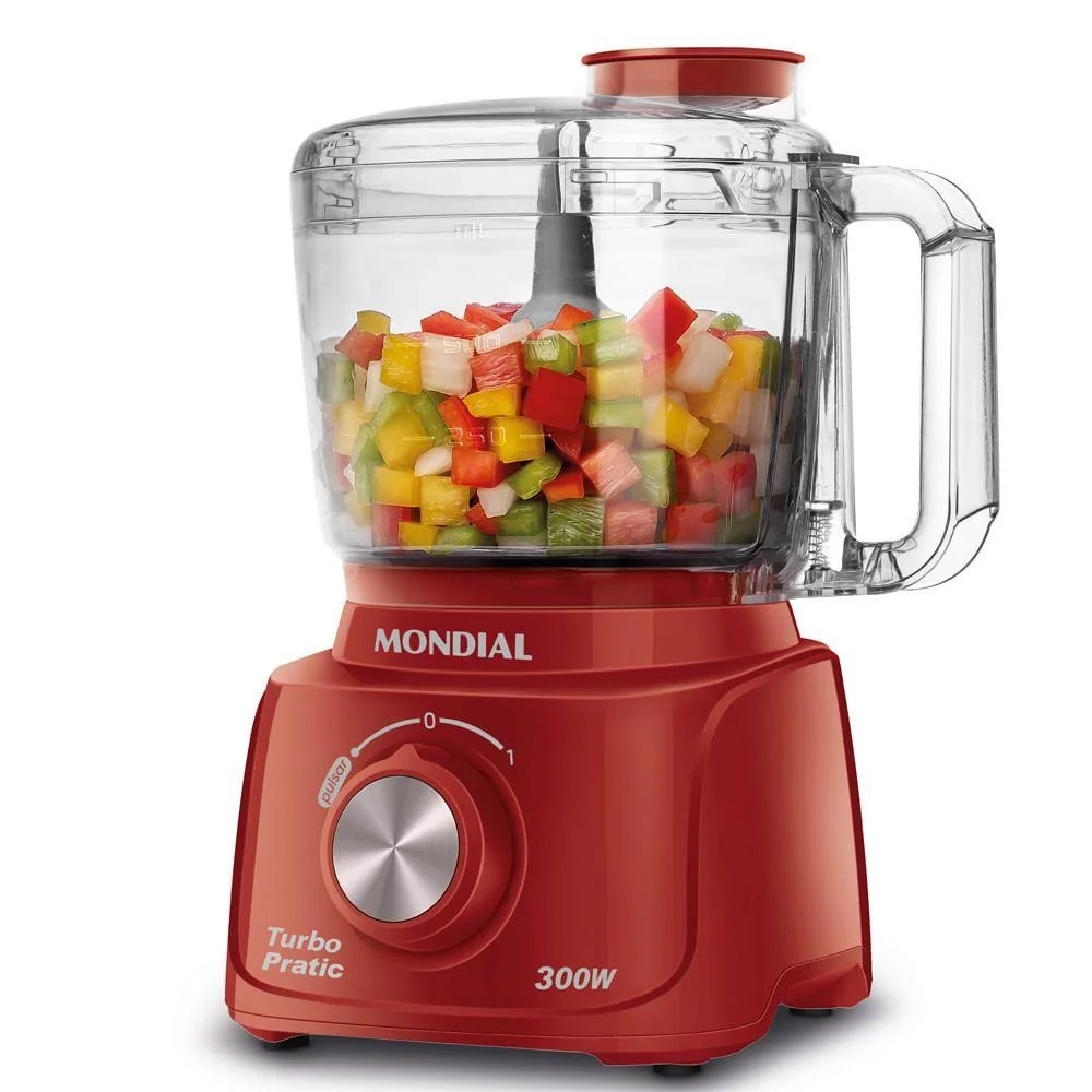Mini Processador Turbo Pratic Mondial Vermelho 300W MP-16-R