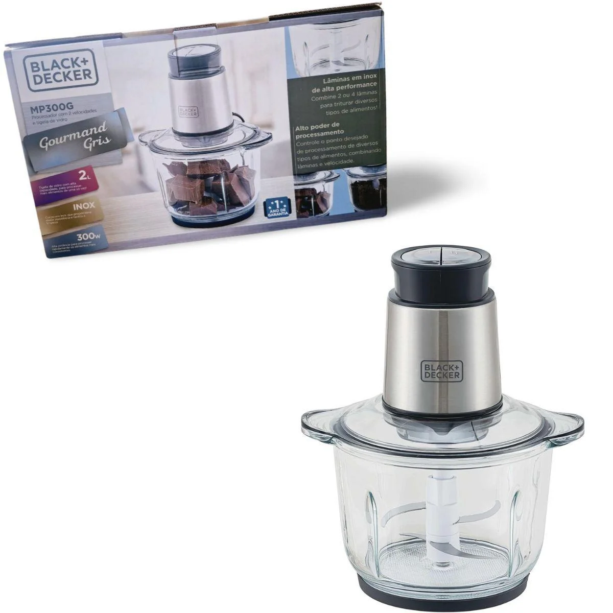Mini Processador De Alimentos Black + Decker Elétrico Triturador Multiprocessador MP300G