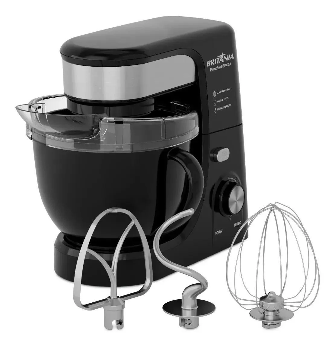 Batedeira Planetária Britânia BBP900A 900W 12 Velocidades Preta