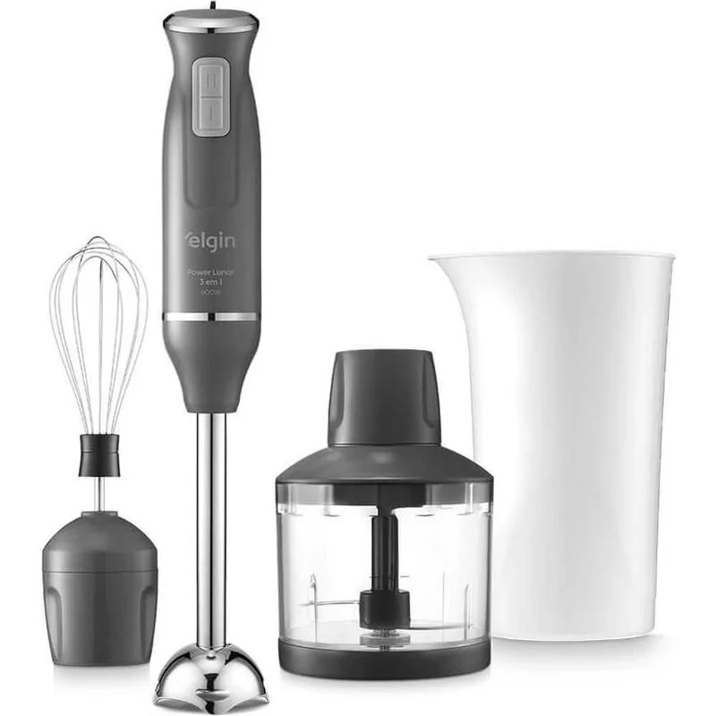 Mixer De Alimentos Cinza Lunar Inox 600W 3 Em 1 Copo 700ml Elgin