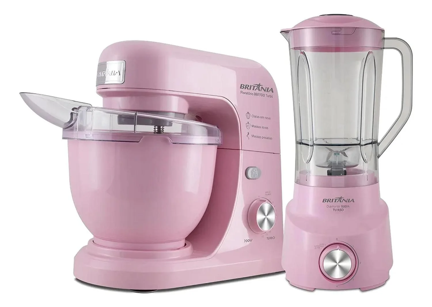 Kit Cozinha Liquidificador 1050w + Batedeira 700w Britânia Rosa