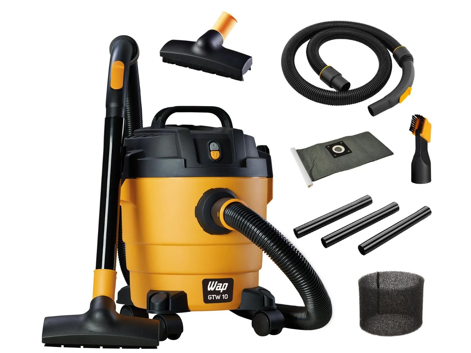 Aspirador de Pó e Água Wap GTW 10 1400W 10 Litros Amarelo/Preto FW005705