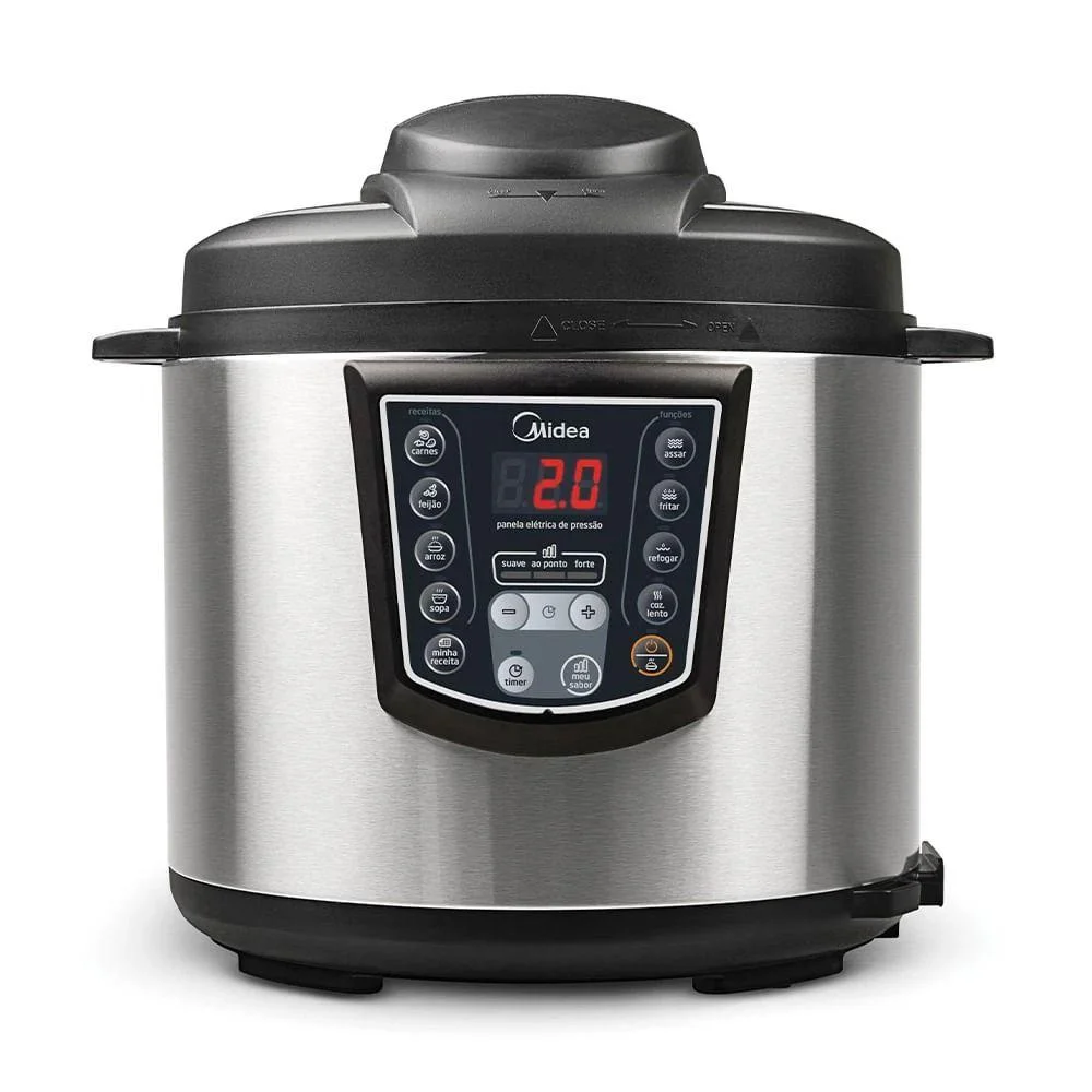 Panela de Pressão Elétrica Midea 6L Digital Inox 10 Funções Timer Segurança Automática