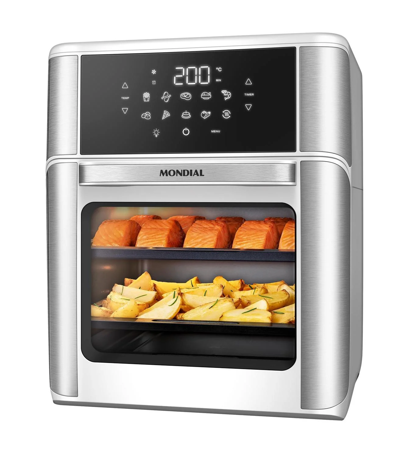 Fritadeira Air Fryer Forno Oven 12L Mondial Branco Inox 2000W AFON12LWI