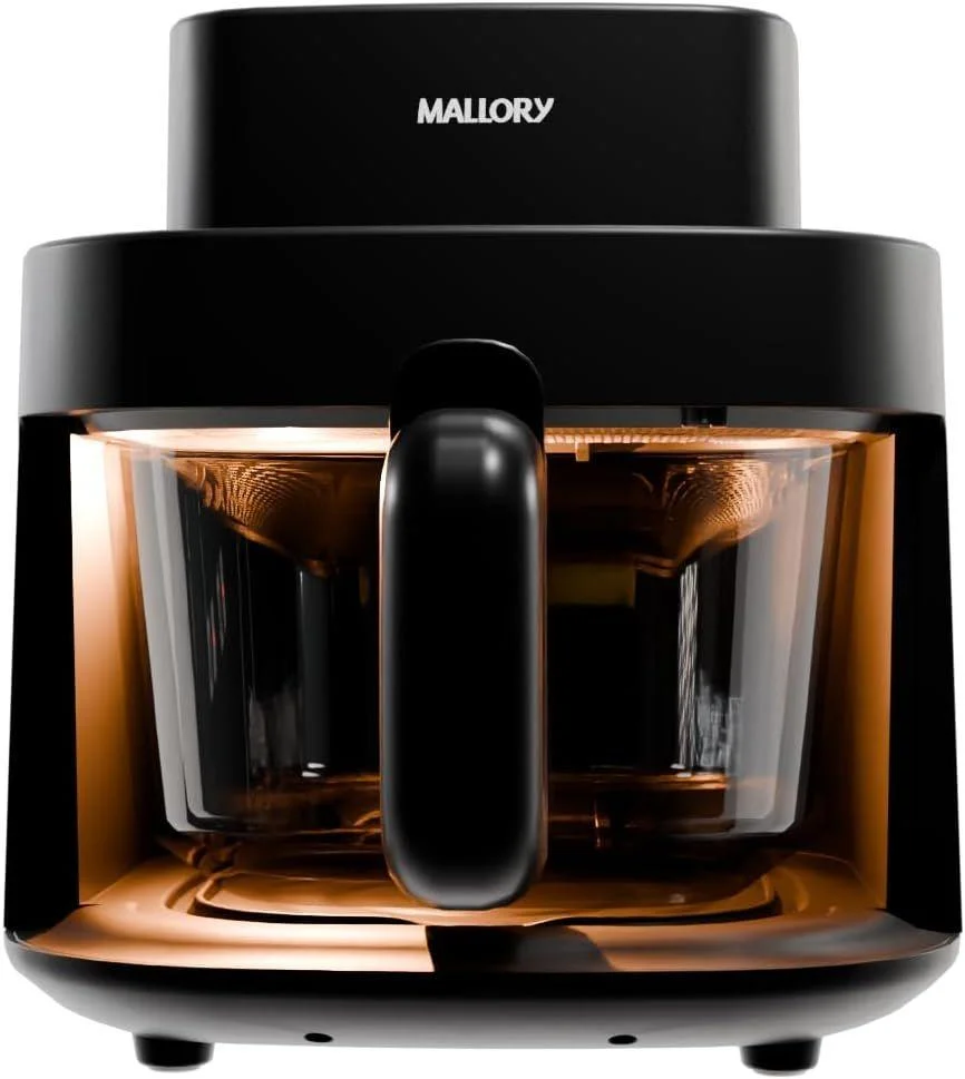 Fritadeira Elétrica Mallory SmartGlass 4,5L, Air Cook 360, Temperatura até 200C, Cuba de Vidro Temperado