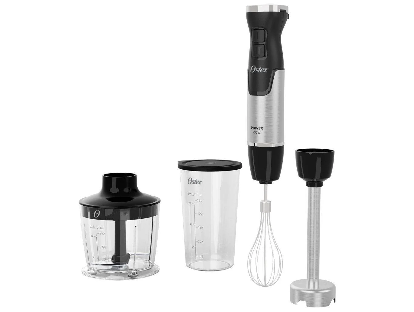 Mixer 3 em 1 Oster 750W Inox e Preto Power OMIX570 Velocidade Ajustável