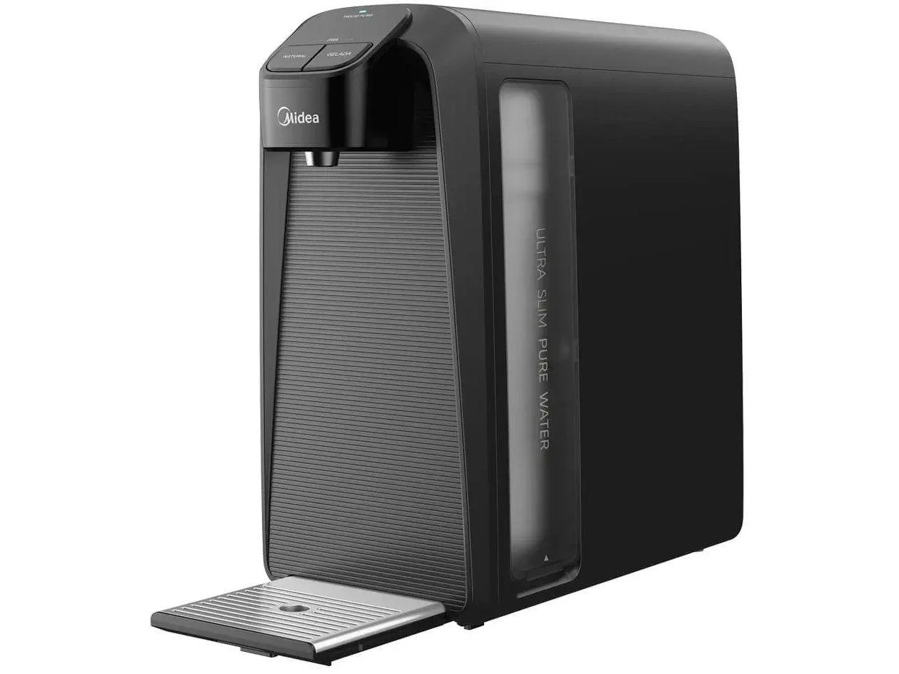 Purificador de Água Midea de Mesa e Parede Elétrico Cinza Slim Pure JDD2580TG Água Gelada e Natural