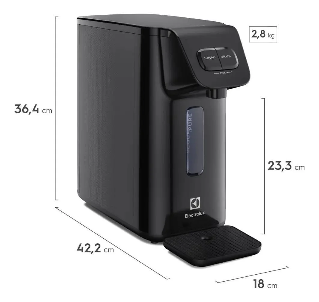 Purificador de Água Natural e Gelada Electrolux Preto PE15P Cor Preto