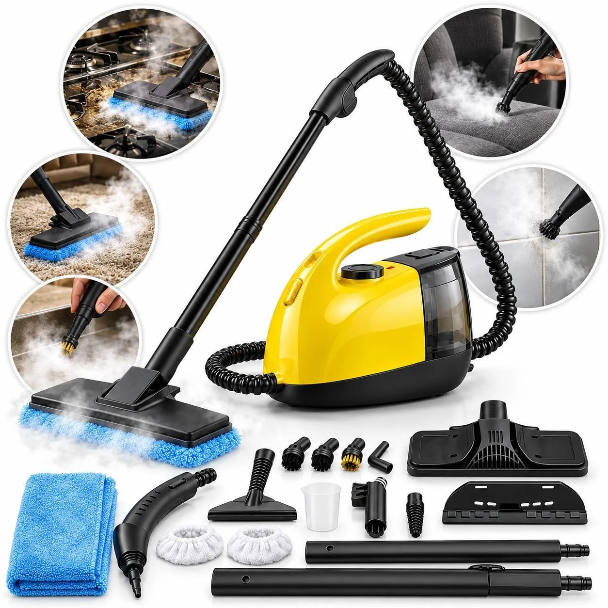 Vaporizador E Higienizador 2500W Profissional 16 Peças Com Rodas Vapor Premium Com Acessórios