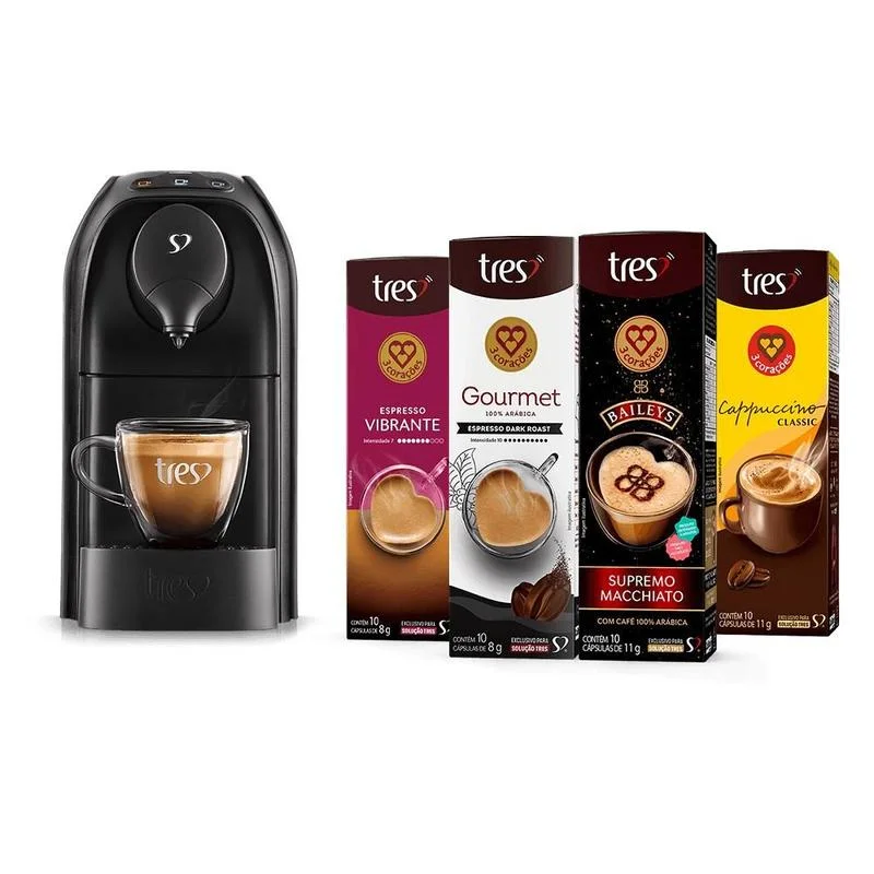 Kit Máquina Passione Preta + 40 Cápsulas TRES