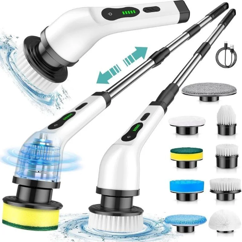 Esfregão Giratório Elétrico 9 em 1, Limpeza Portátil para Toda a Casa, Sem Fio, escova rotativa