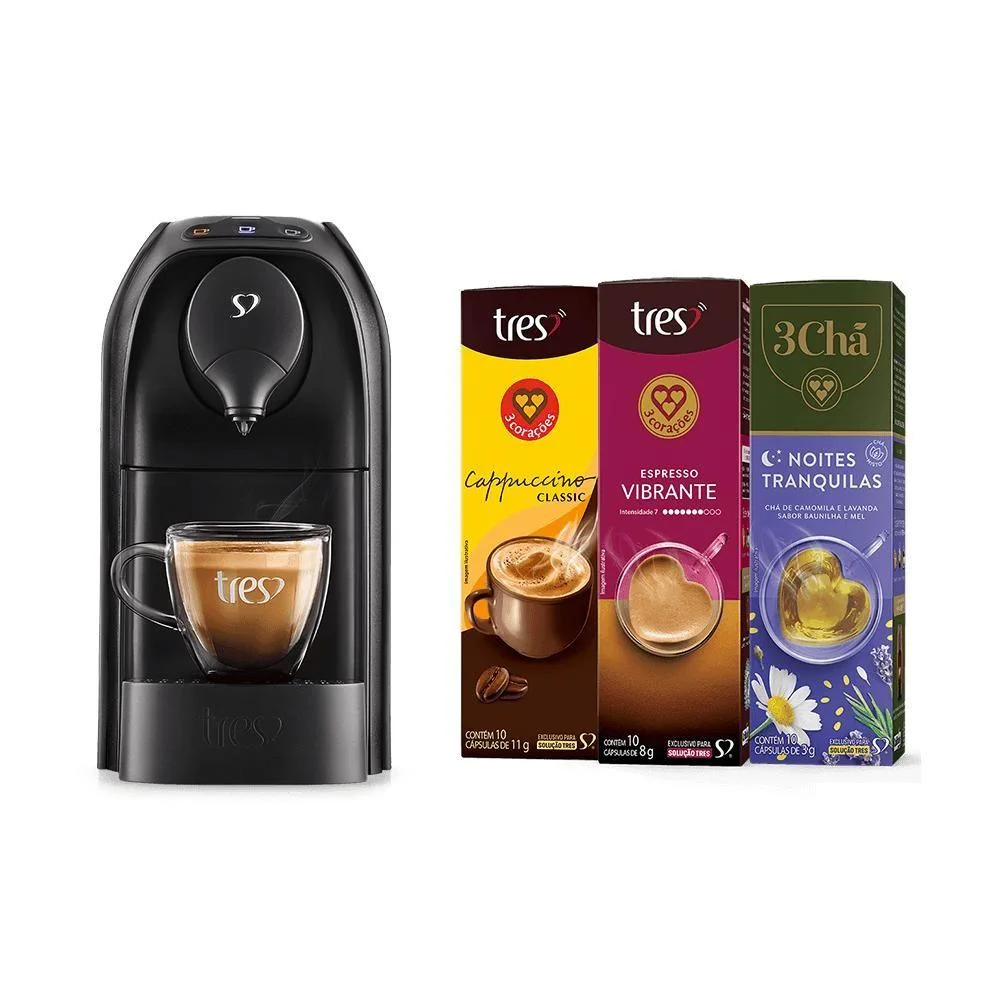Kit Máquina Passione Preta + 30 Cápsulas TRES