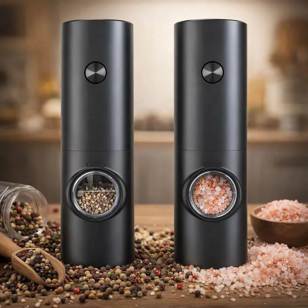 Kit 2 Moedores Elétricos Ajustáveis Sal Pimenta E Temperos