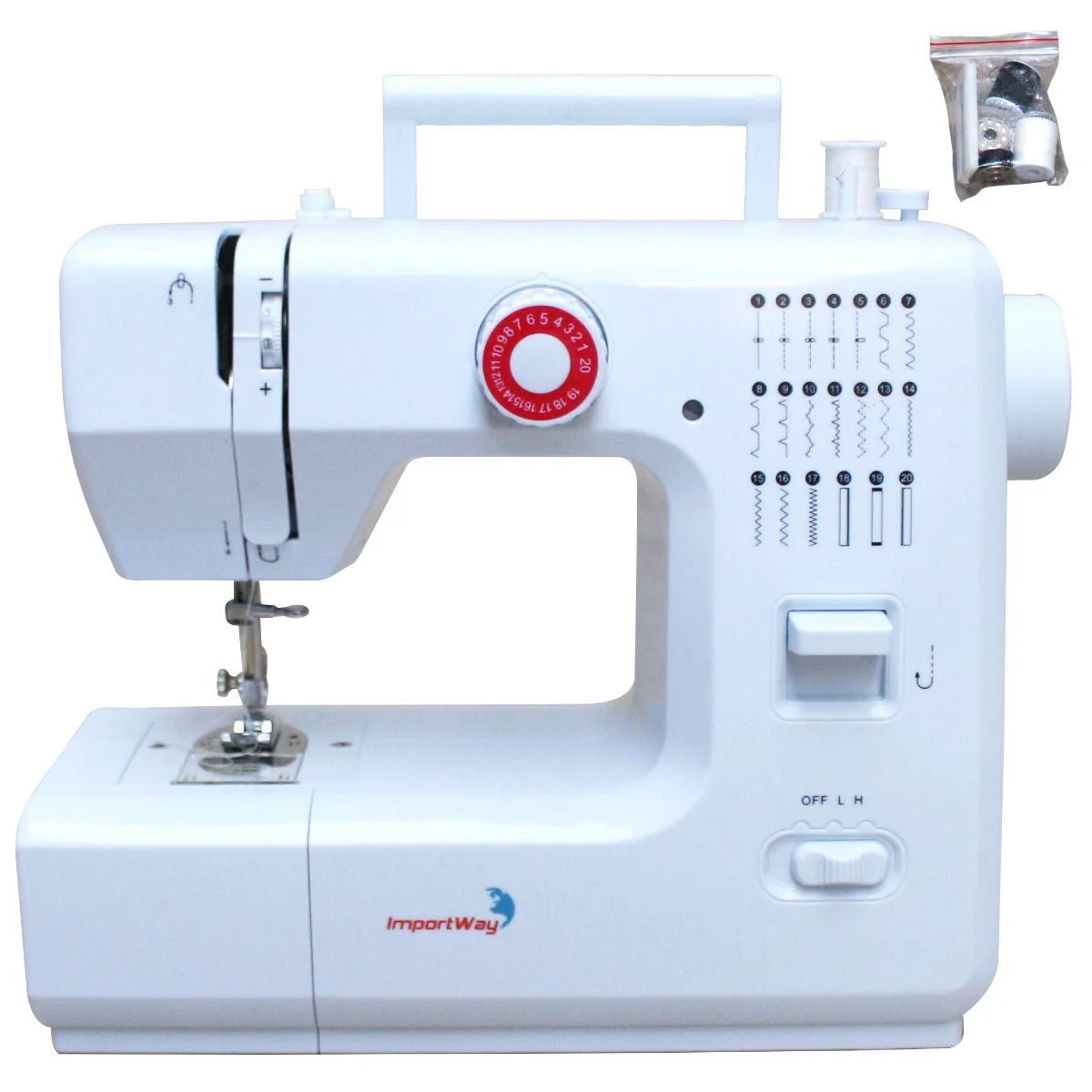 Máquina de Costura Portátil Profissional 20 Pontos 2 Velocidades Importway