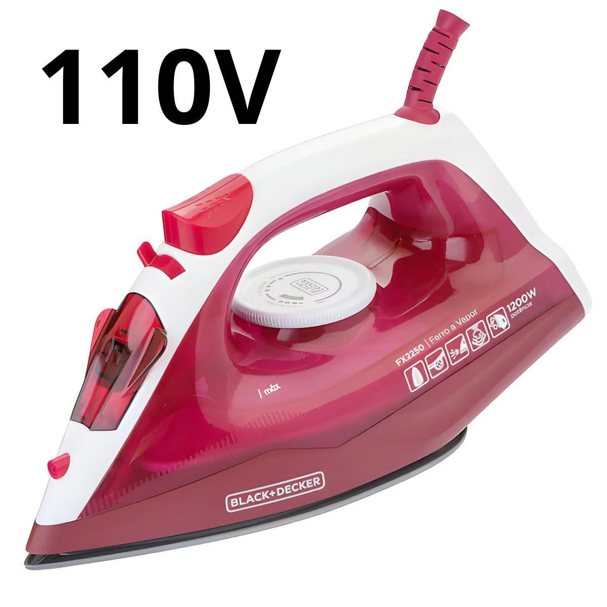 Ferro De Passar Roupas Blackdecker Vapor E Seco Fx2250 Rosa Potente 1200w Com Spray E Poupa Botões