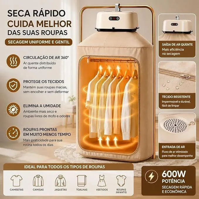 Secador de Roupas Portátil Compacto: Secagem Rápida, Portátil, Versátil