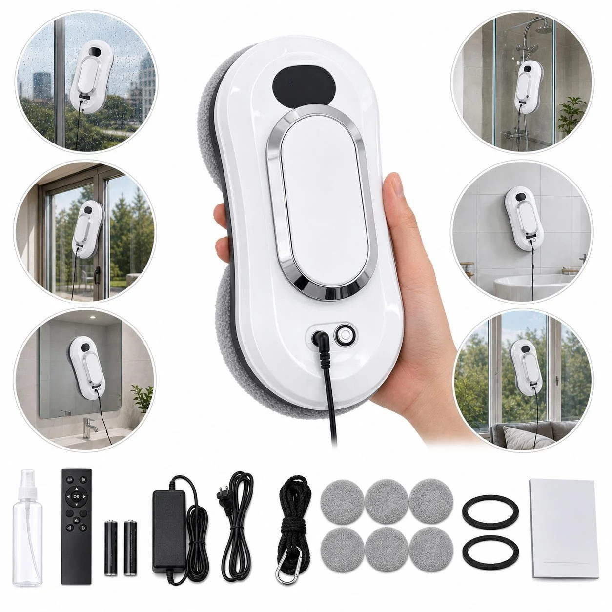 Robô Inteligente 1800W Profissional 8000mAh Limpa Vidros Janelas Espelhos Azulejos Premium