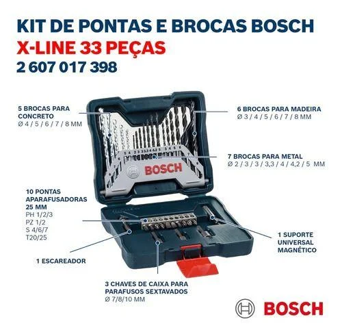 Kit Furadeira Parafusadeira Bosch Gsb 450 Re Broca Bits