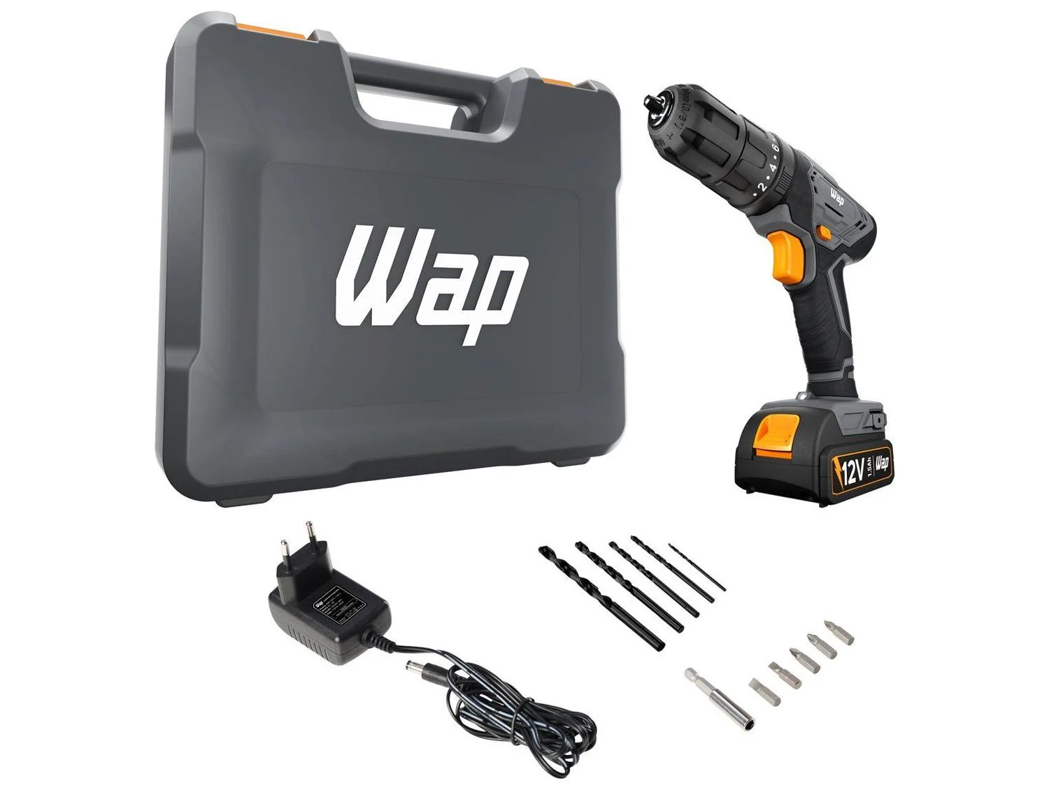 Furadeira e Parafusadeira de Impacto WAP a Bateria com Maleta 15 Peças WF 12K4.2