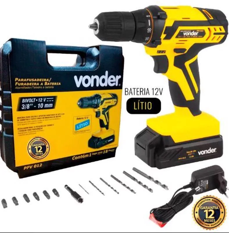 Parafusadeira Furadeira Bateria 12v Pfv 012 Vonder