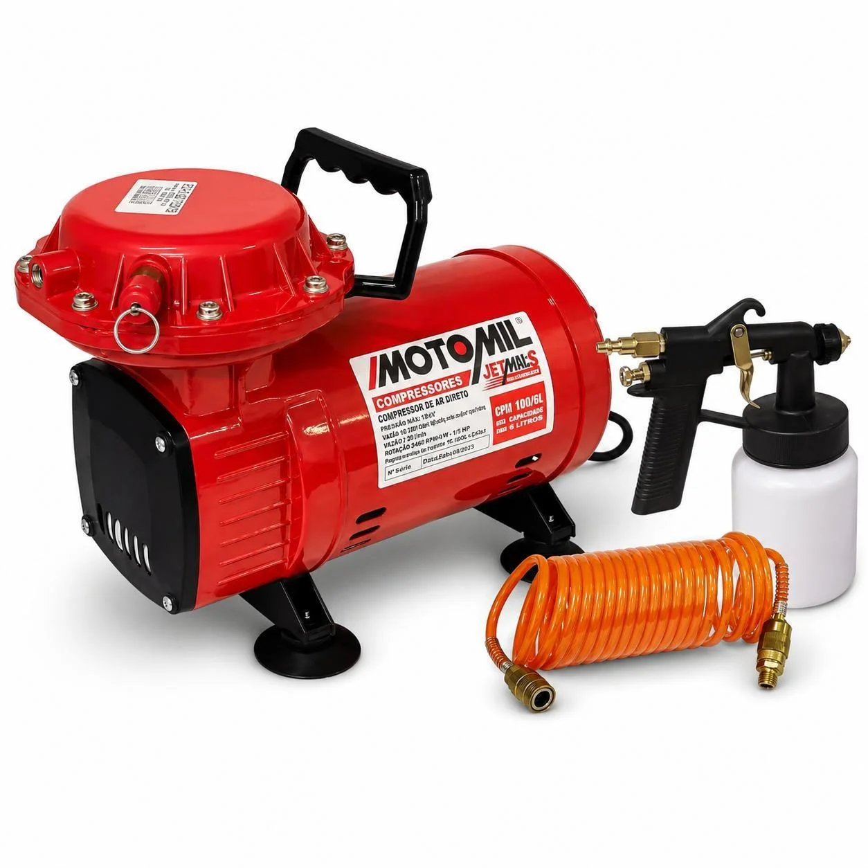 Compressor De Ar direto 2,3 Pés Com Pistola e Mangueira - Motomil