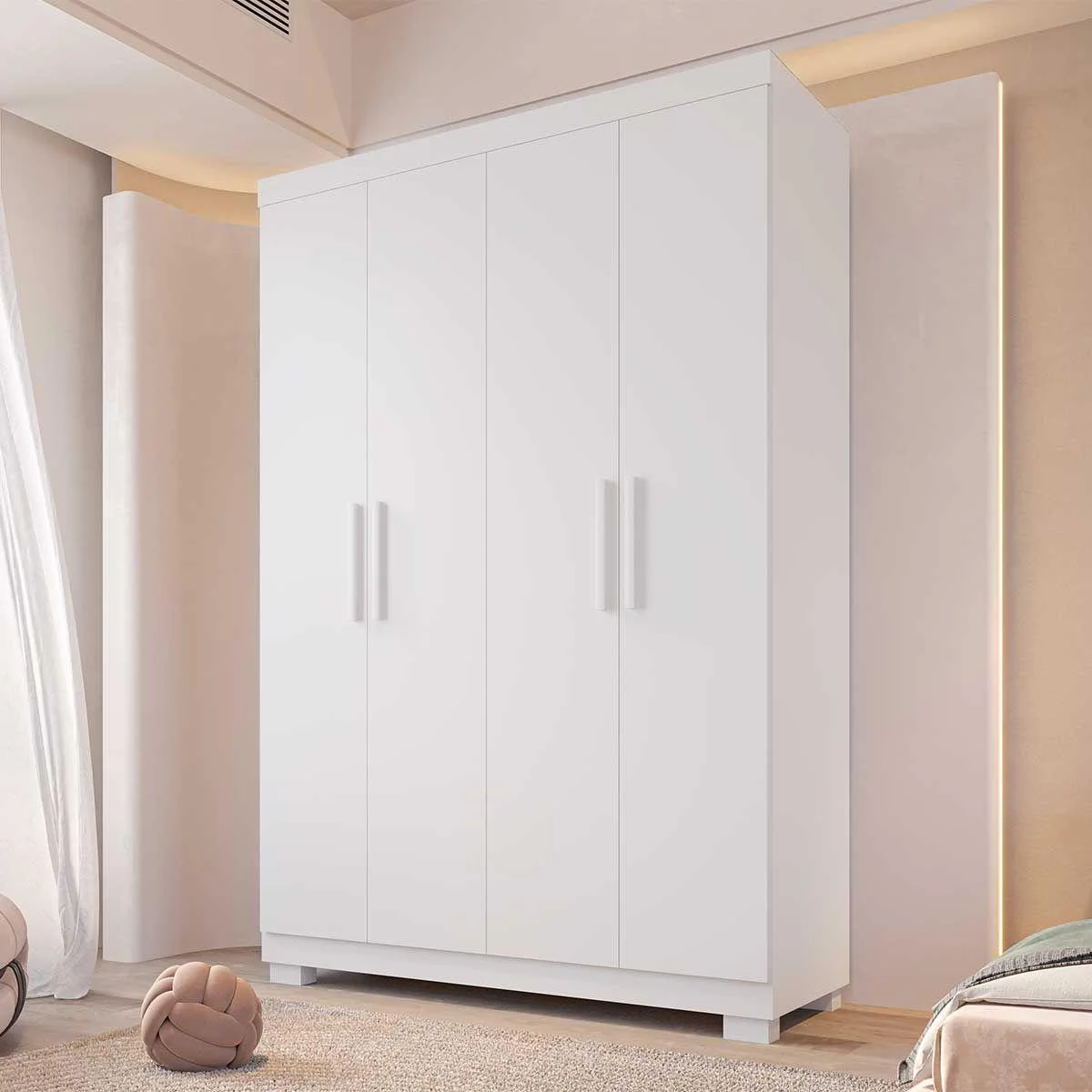 Guarda Roupa Solteiro Canadá 4 Portas 100 MDF Linhamobília Acp Móveis