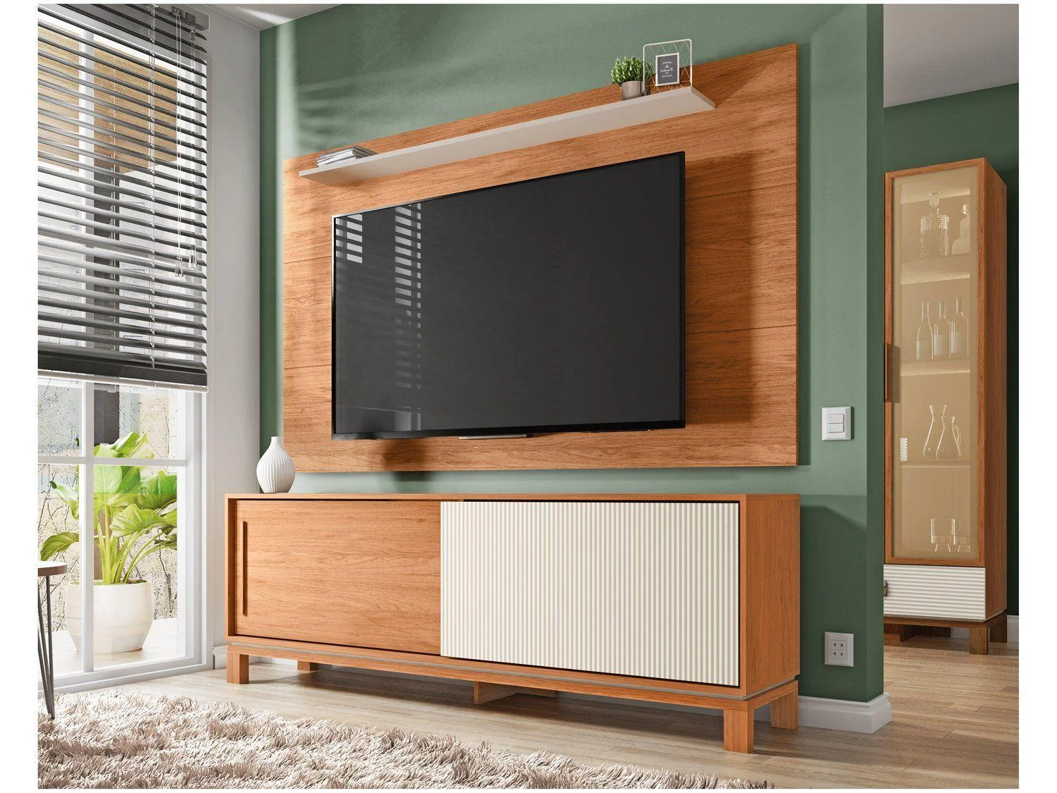 Rack para TV Ate 65” com Painel Suspenso 2 Portas Caemmun Flor