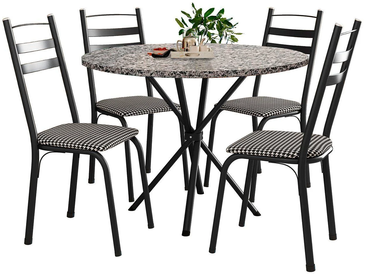 Mesa de Jantar 4 Cadeiras Redonda Artefamol América Capri