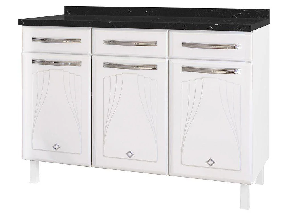 Balcão de Cozinha Telasul Aço 3 Portas 3 Gavetas Cristal