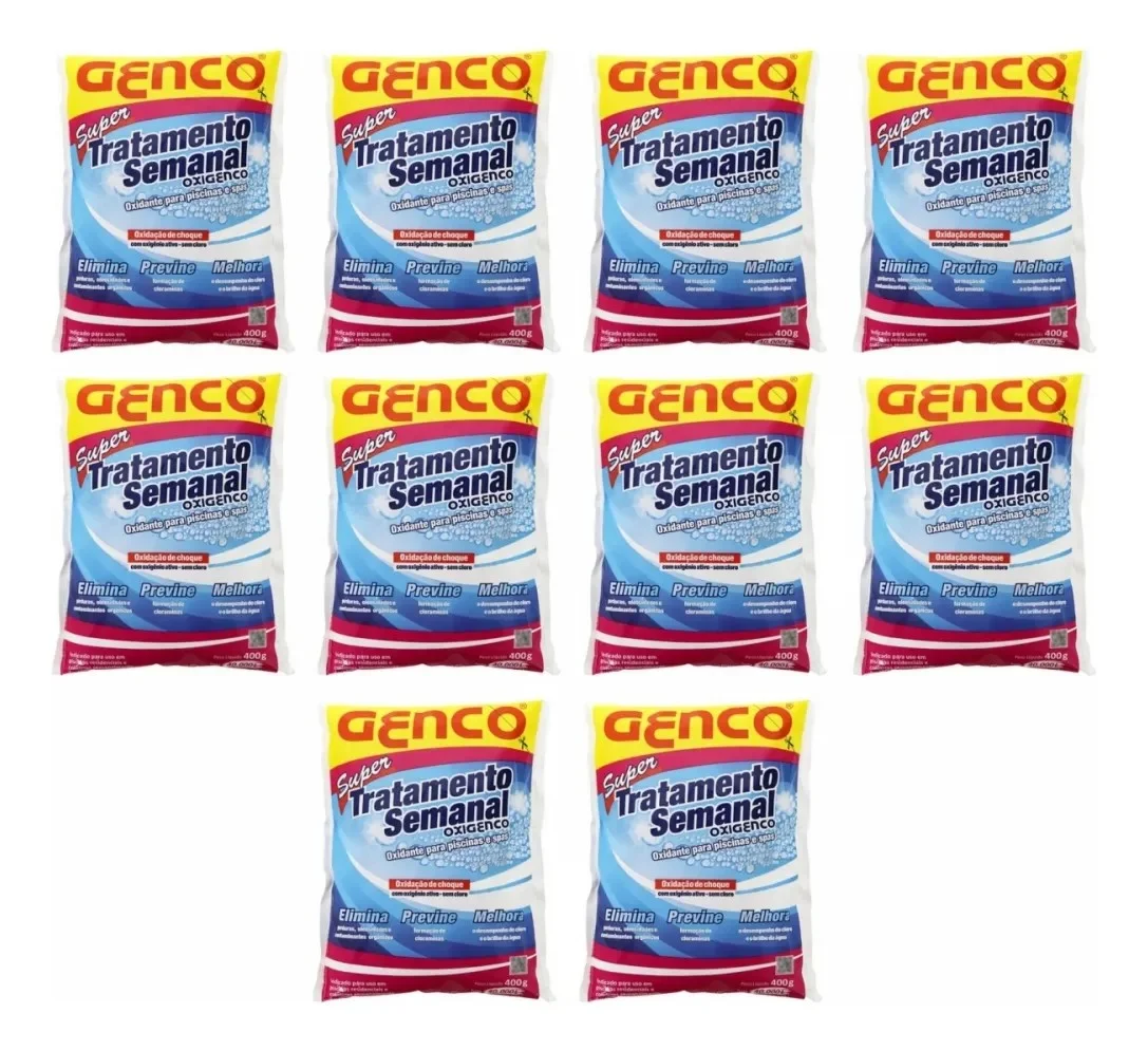 10 Super Tratamento Semanal Genco Para Piscina Oxigenco 400g