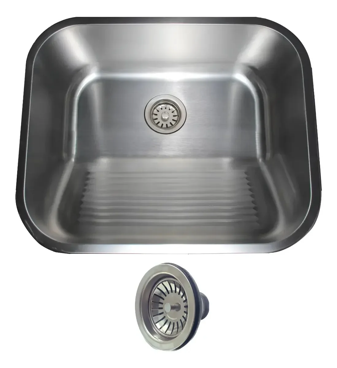 Tanque Lavanderia 55x45 Com Acessórios Aço Inox Escovado