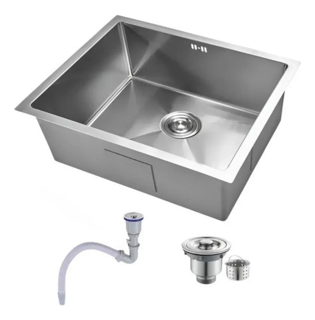 Cuba Inox Escovado Quadrada 50x40 Gourmet Com Acessórios